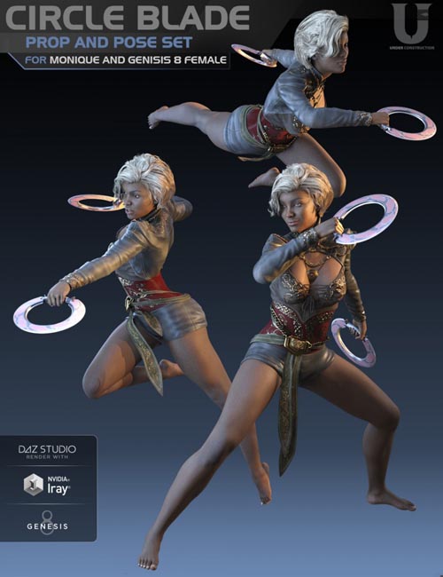 Circle Blade Pose Set and Prop for Monique 8 and Genesis 8 Female