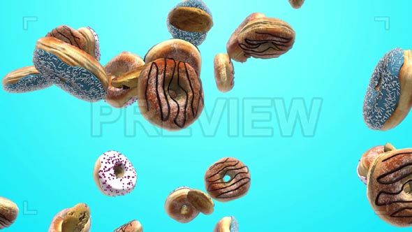 Donuts Falling In Slow Motion