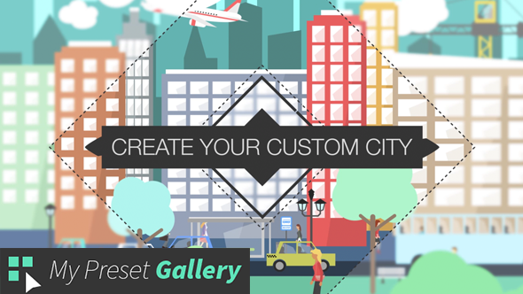 Flat City Vector - City with Buildings, Pedestrians, Cars, Planes... in Flat Design 