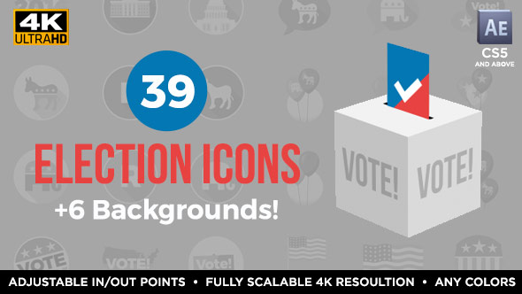 39 Flat USA Election Icons 