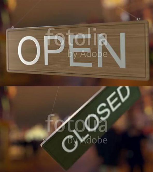 Door sign is turned over from OPEN to CLOSED