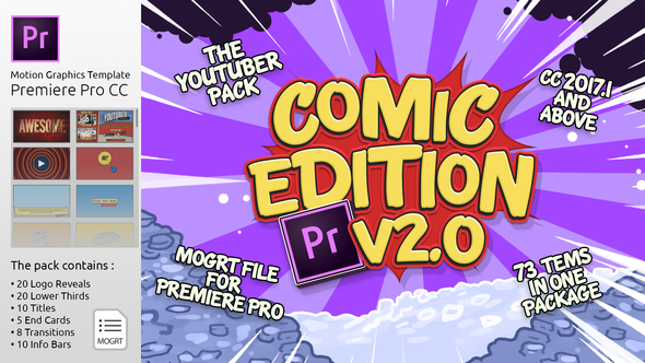 The YouTuber Pack - Comic Edition V2.0 | MOGRT For Premiere Pro CC