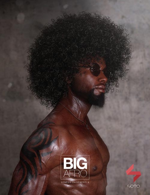 Big Afro Hair for Genesis 3 and 8