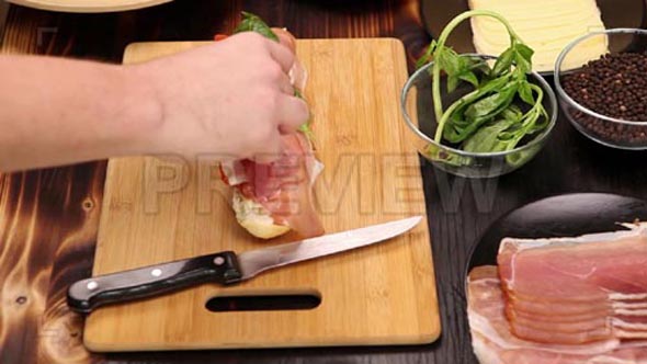 Preparing a Sandwich In the Kitchen