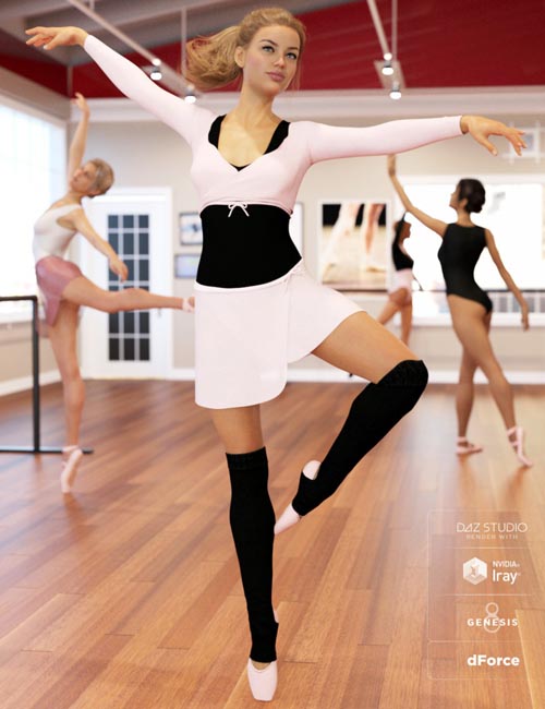 dForce Ballet Practice Outfit for Genesis 8 Female(s)