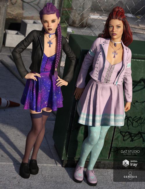 Pastel Goth Outfit Textures
