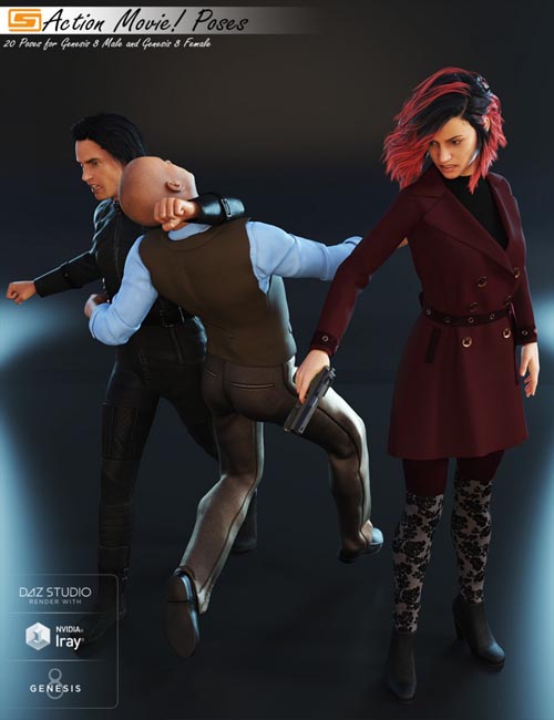 Action Movie! - Poses for Genesis 8 Male and Genesis 8 Female