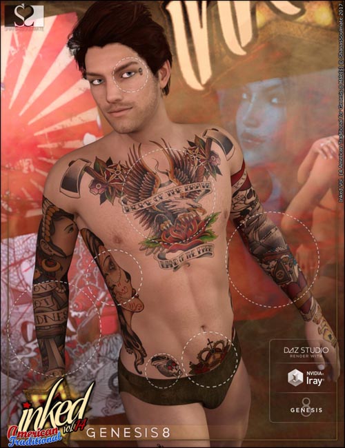 Inked Vol.14: American Traditional for Genesis 8 Male(s)