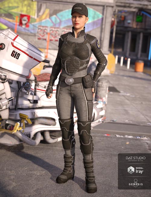 Sci-fi Police Outfit for Genesis 8 Female(s)