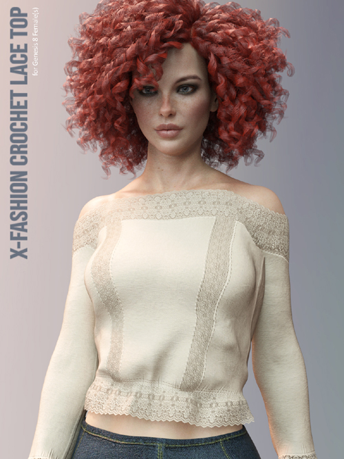 X-Fashion Crochet Lace Top for Genesis 8 Females