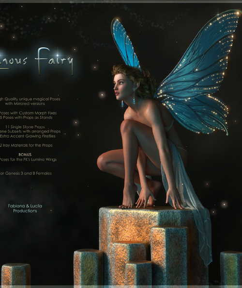 Luminous Fairy Poses and Props for G3F & G8F