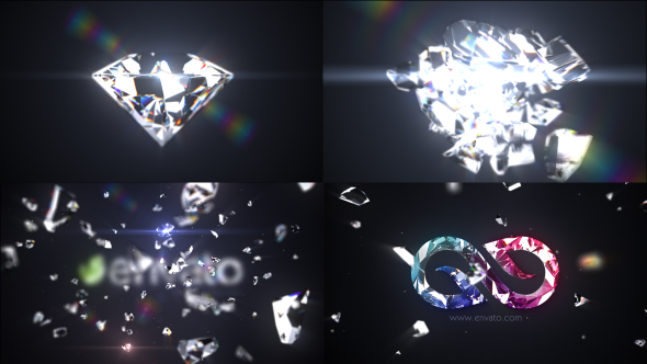 Shattered Diamond Logo Text Reveal 