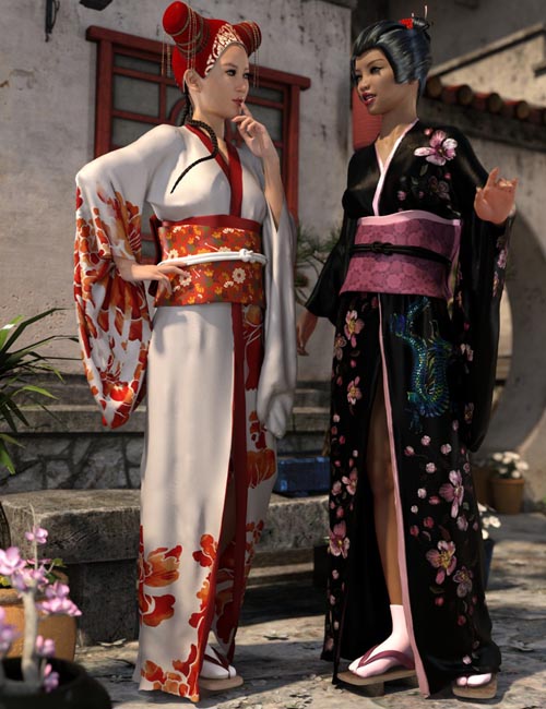 dForce Kimono Outfit Female Textures