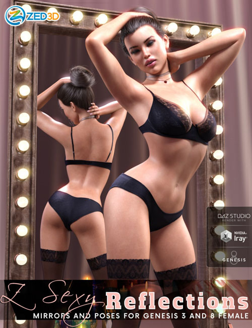 Z Sexy Reflections Mirrors and Poses for Genesis 3 and 8 Female