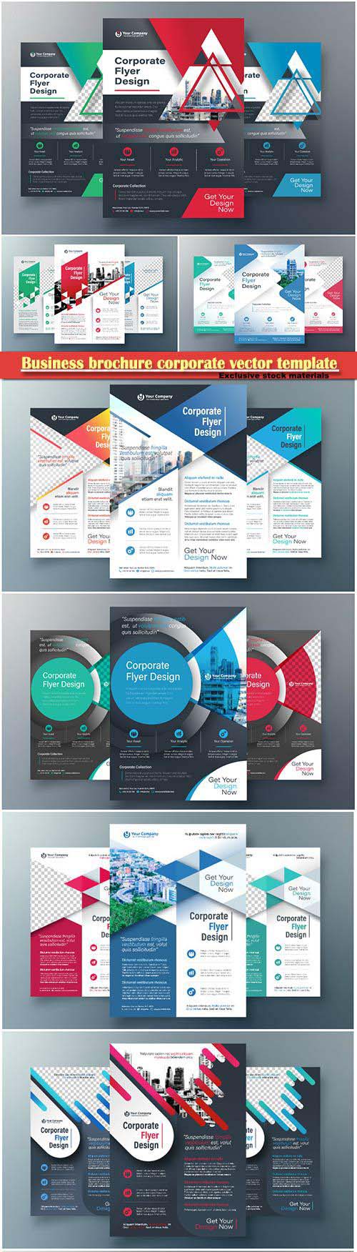 Business brochure corporate vector template, magazine flyer mockup # 7