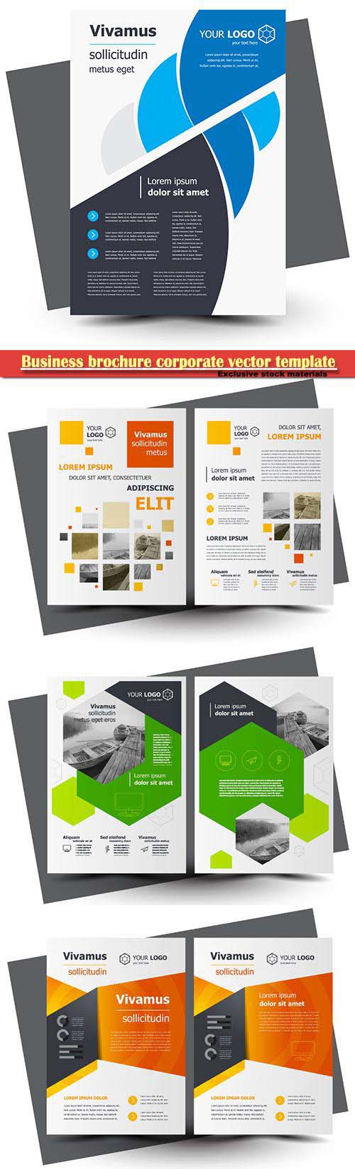 Business brochure corporate vector template, magazine flyer mockup # 5