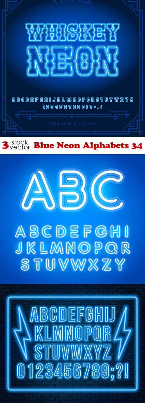 Blue Neon Alphabets 34