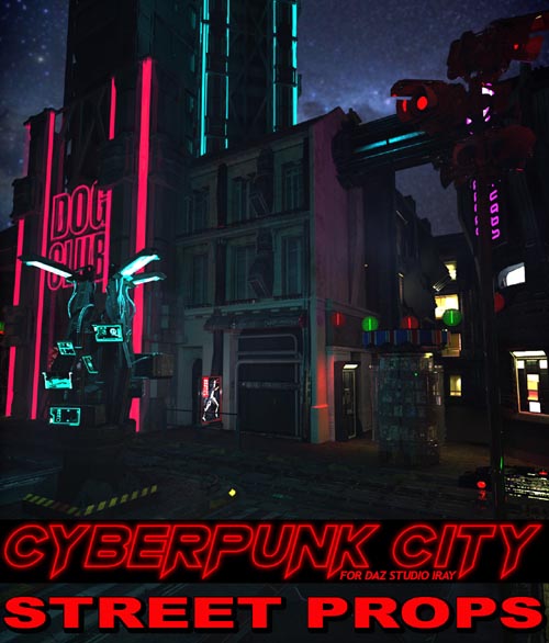Cyberpunk City STREET PROPS for DS Iray