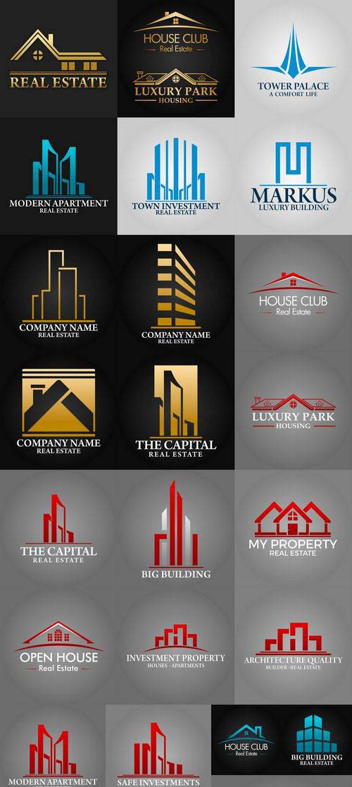 Logo house building corporation icon web design element site 6-25 EPS