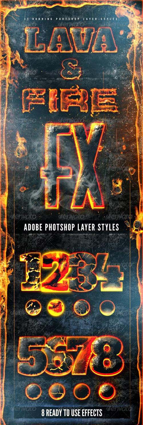 Hot Lava and Fire Layer Styles Pack Fx 2473714