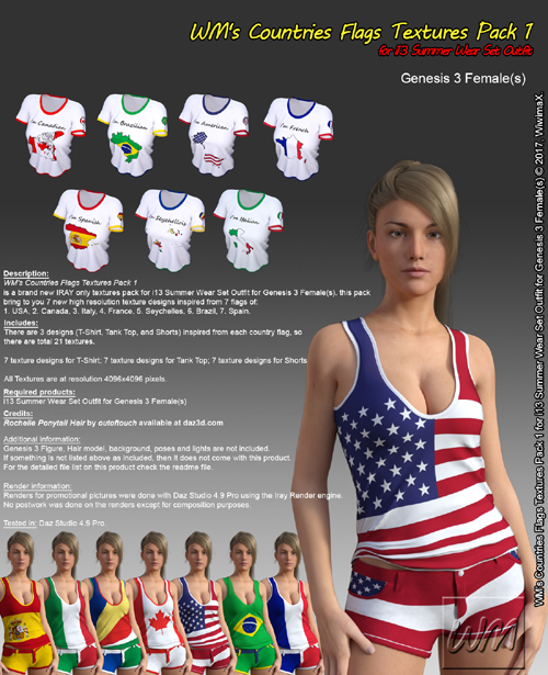 WM's Countries Flags Textures Pack 1 for i13 Summer Wear Set Outfit