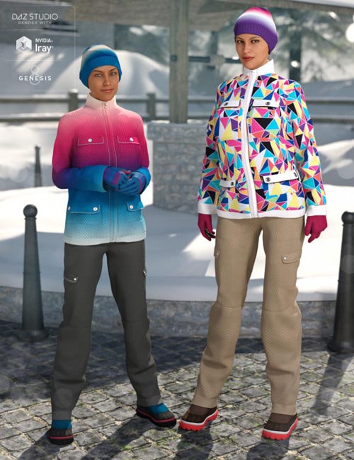 dForce Winter Snow Outfit Female Textures
