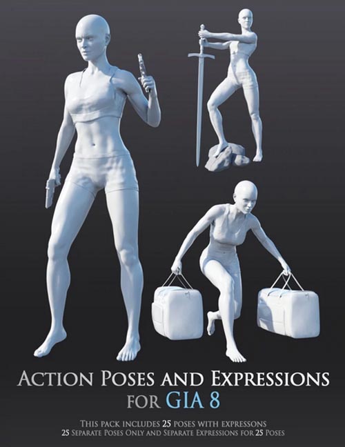 Action Poses and Expressions for Gia 8