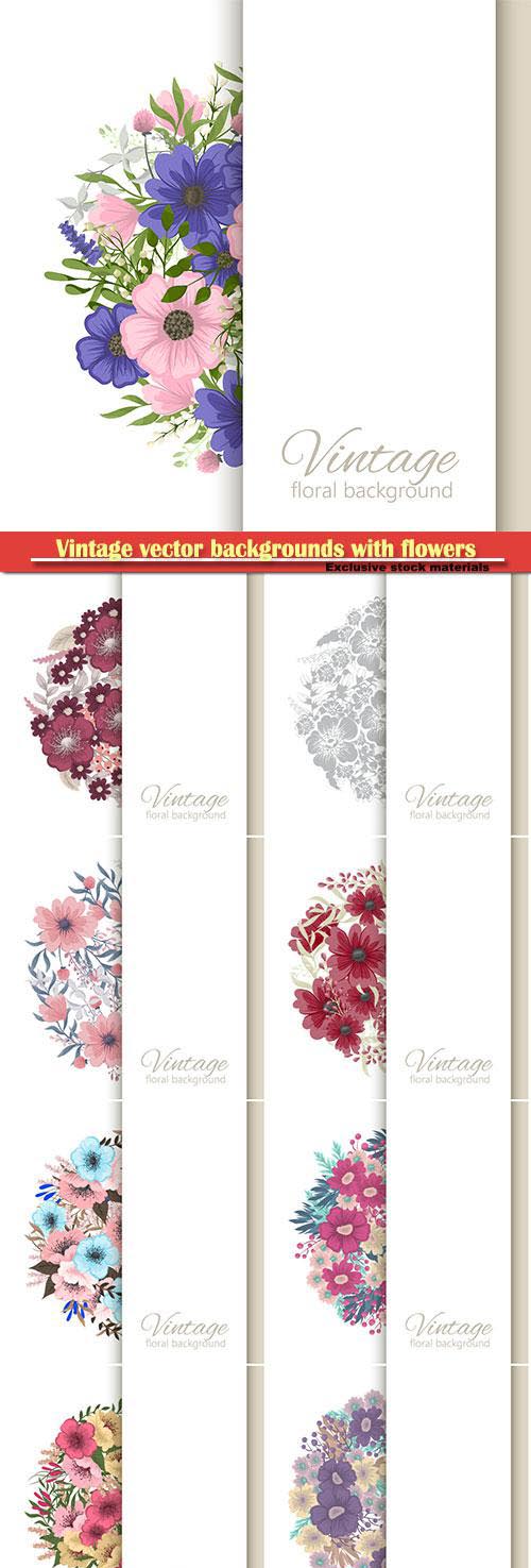 Vintage vector backgrounds with beautiful flowers