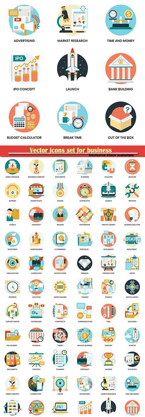 Vector icons set for business, marketing