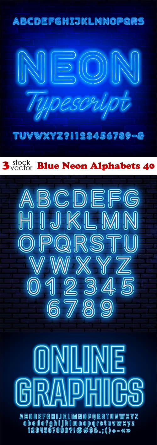 Blue Neon Alphabets 40