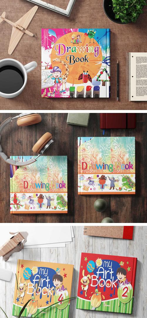 Drawing Book Cover for Kids PSD Mockups