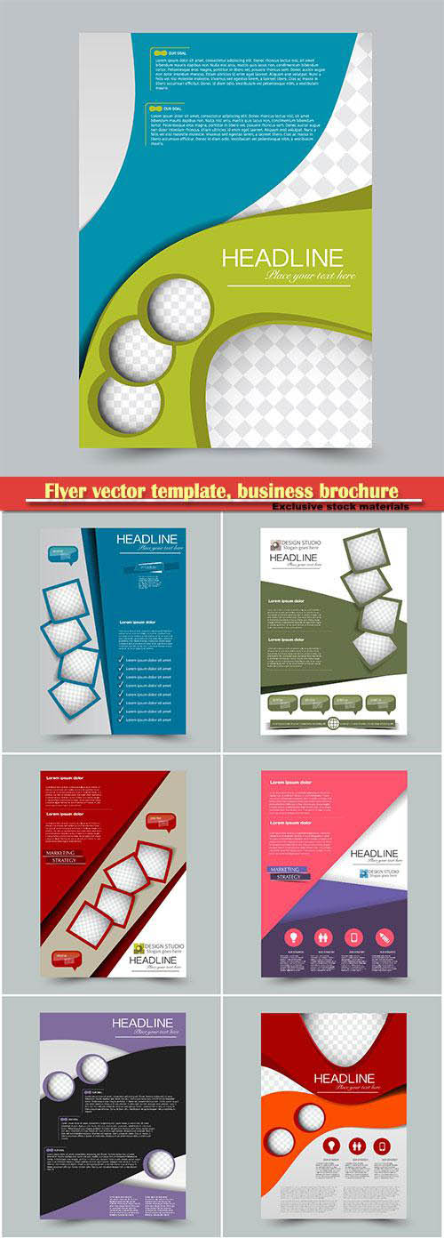 Flyer vector template, business brochure, magazine cover # 4