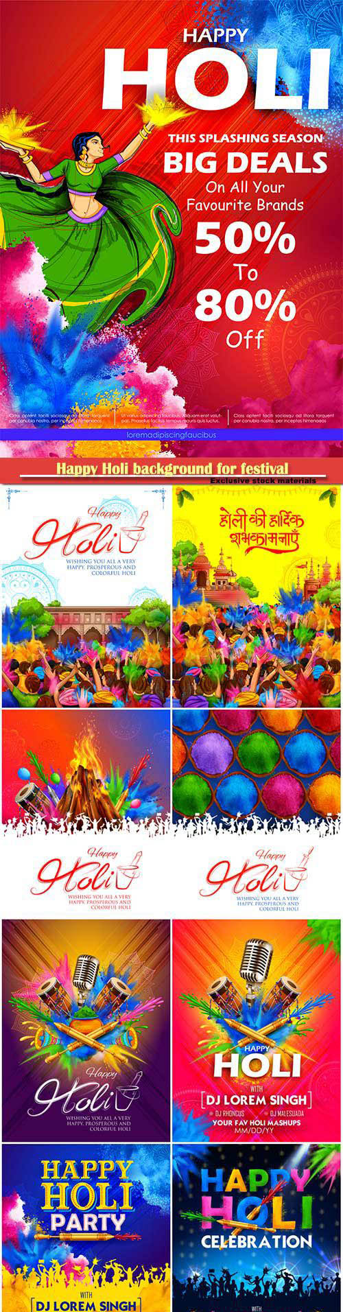 Happy Holi background for festival of colors celebration greetings