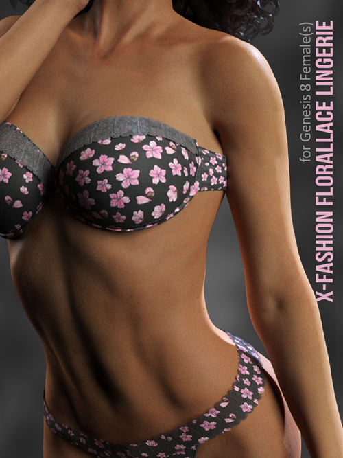 X-Fashion Floral Lace Lingerie for Genesis 8 Females