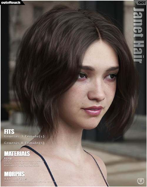 Janet Hair for Genesis 3 and 8 Females