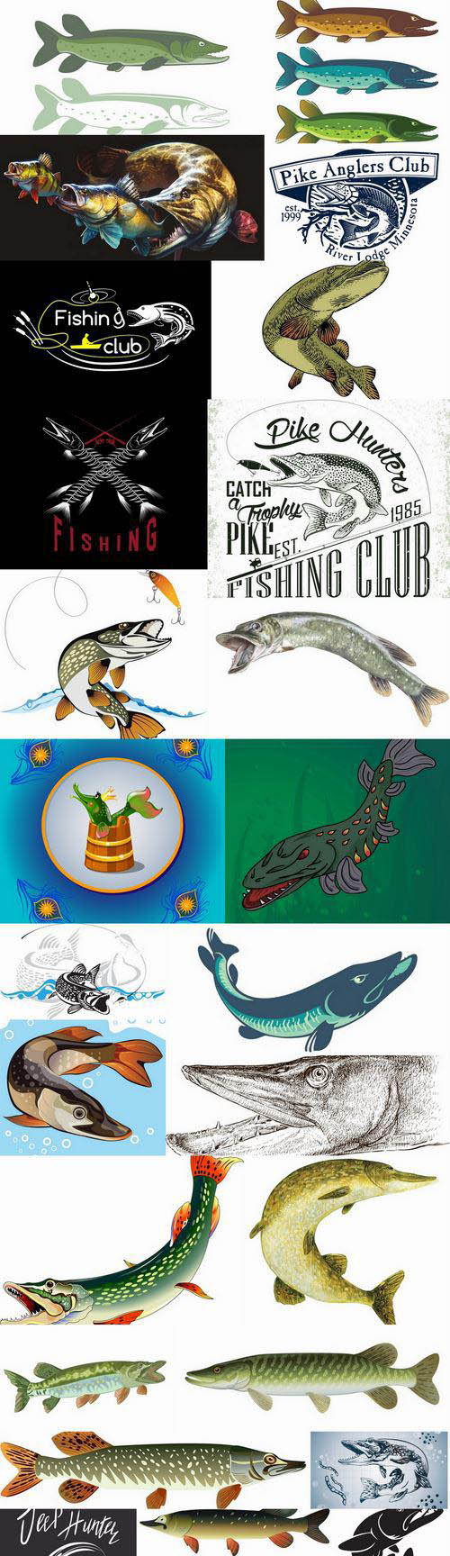 Trophy pike fishing mining vector image 25 EPS