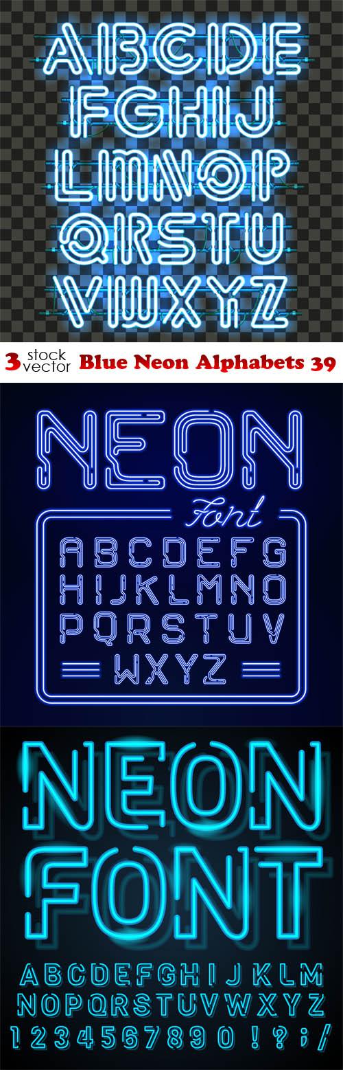 Blue Neon Alphabets 39