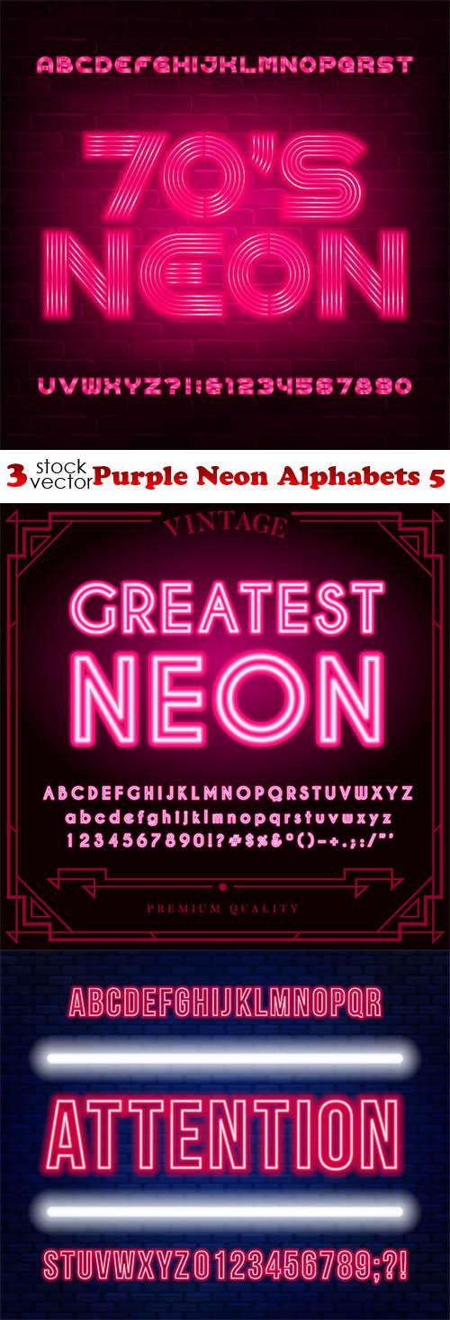 Purple Neon Alphabets 5