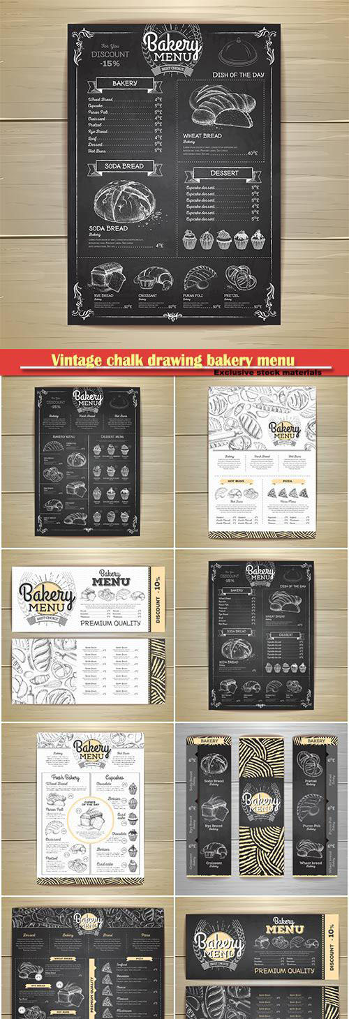 Vintage chalk drawing bakery menu design # 5