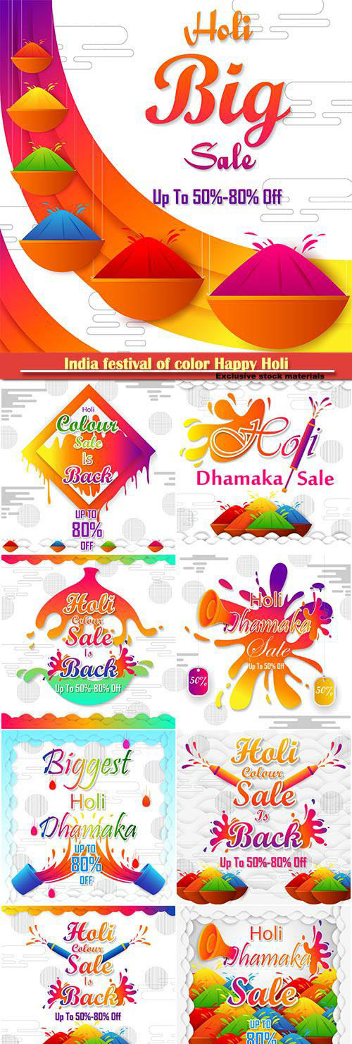 India festival of color Happy Holi advertisement sale background