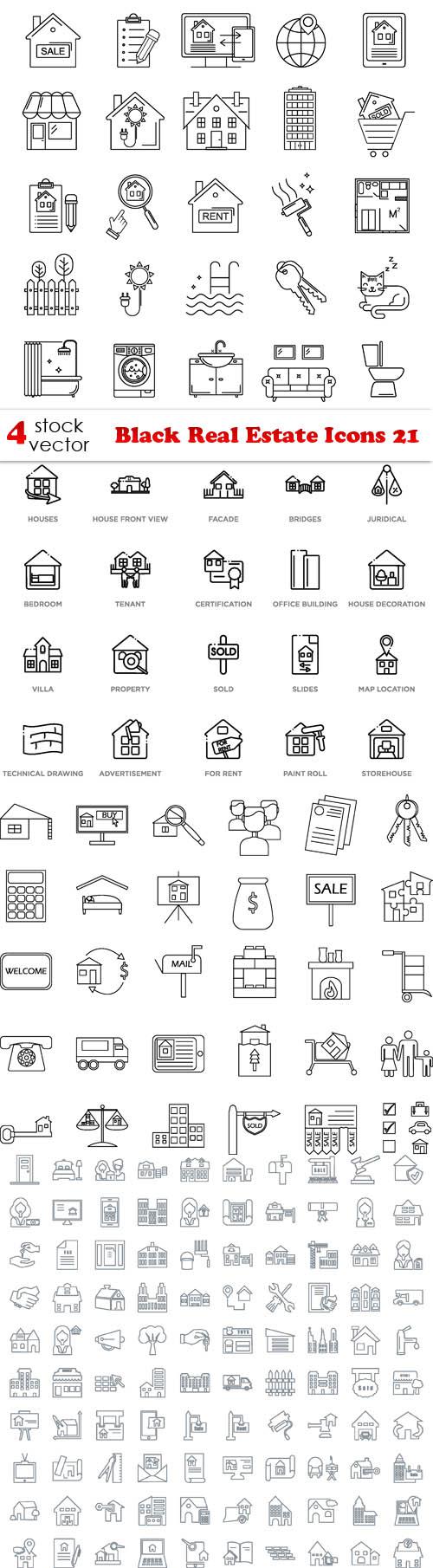 Black Real Estate Icons 21