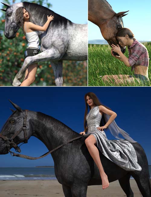 Horse and Rider Poses and Dress for Genesis 8