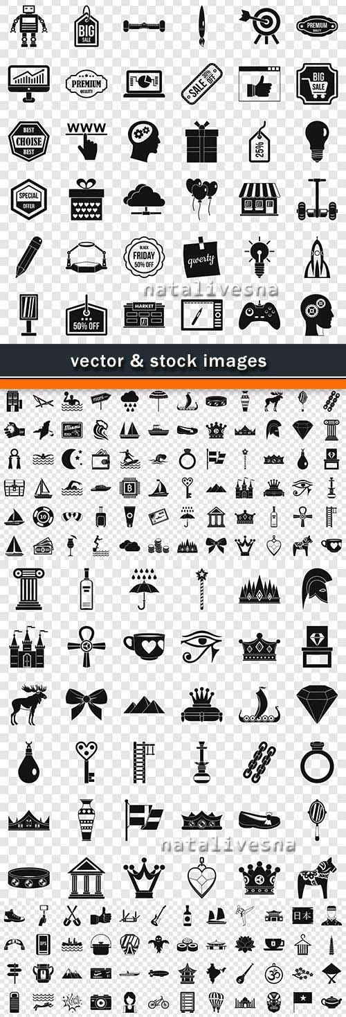 Set of vector icons and symbols pictograms