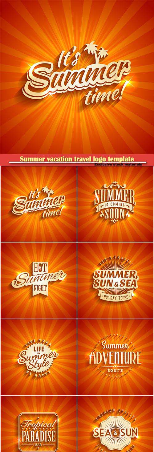 Summer vacation travel colorful logo template
