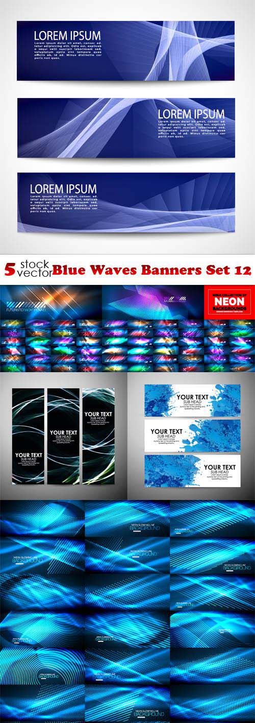 Blue Waves Banners Set 12