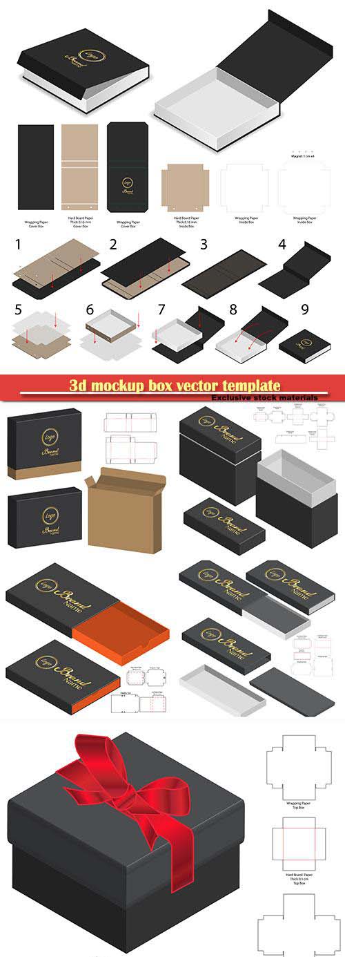 3d mockup box vector template