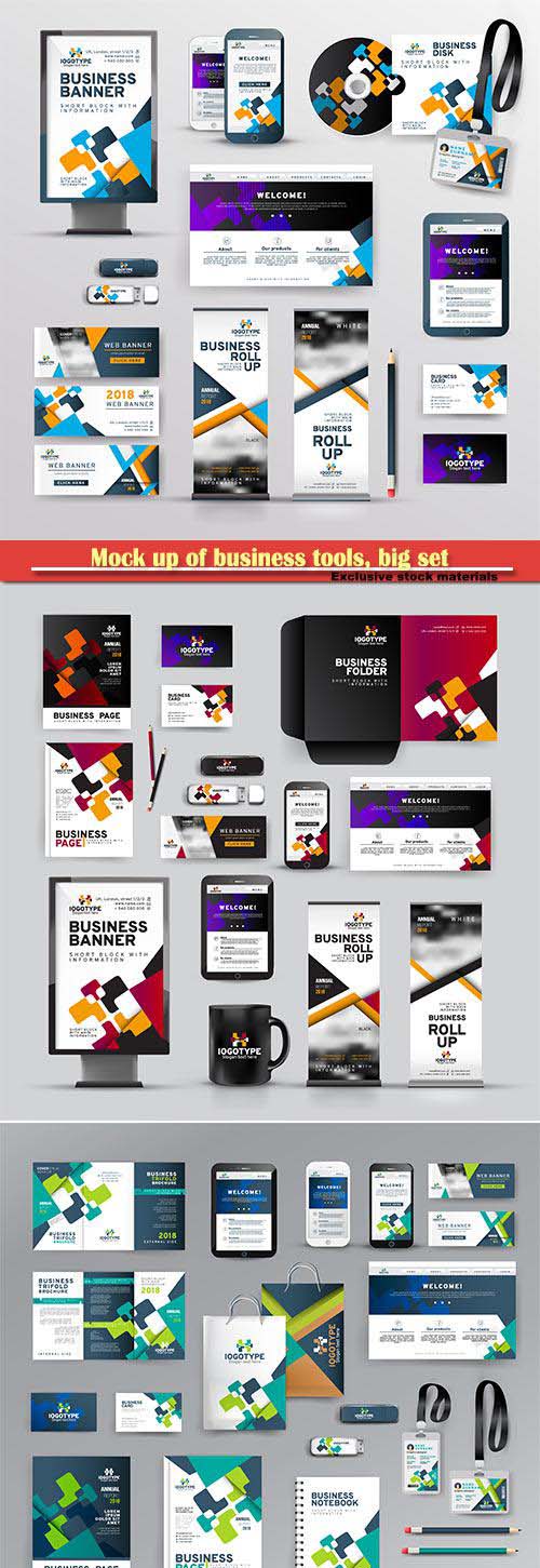 Mock up of business tools, big set of branding identity design