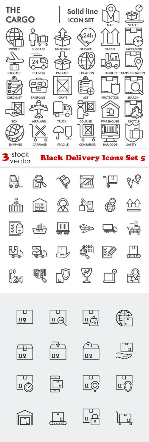 Black Delivery Icons Set 5