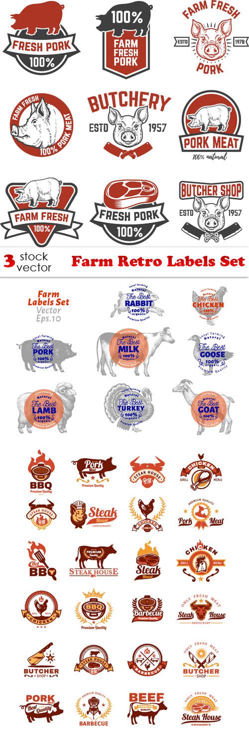 Farm Retro Labels Set