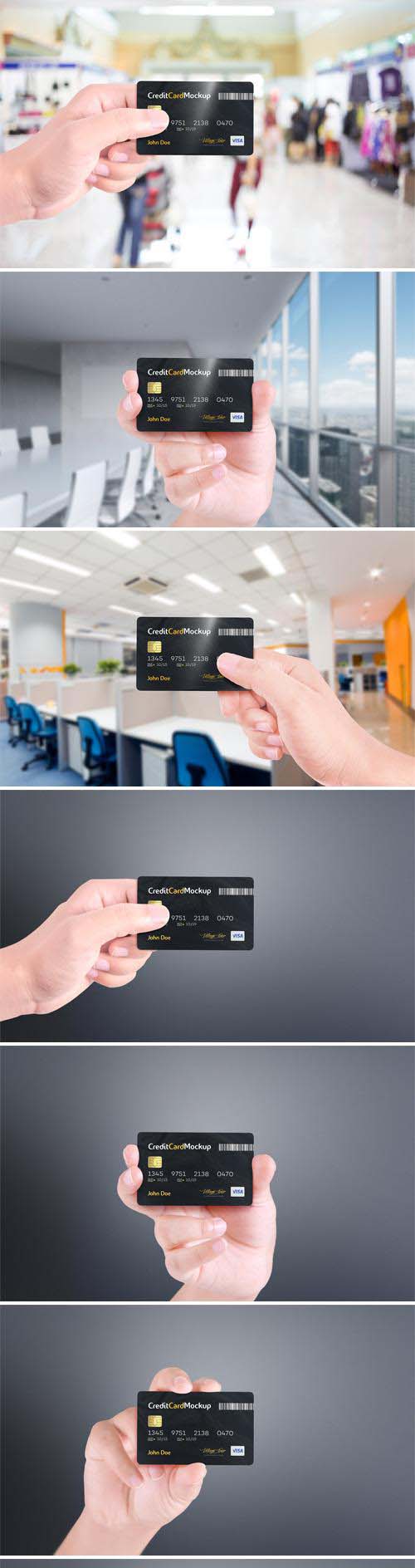Credit Card PSD Mockup With 4 Positions